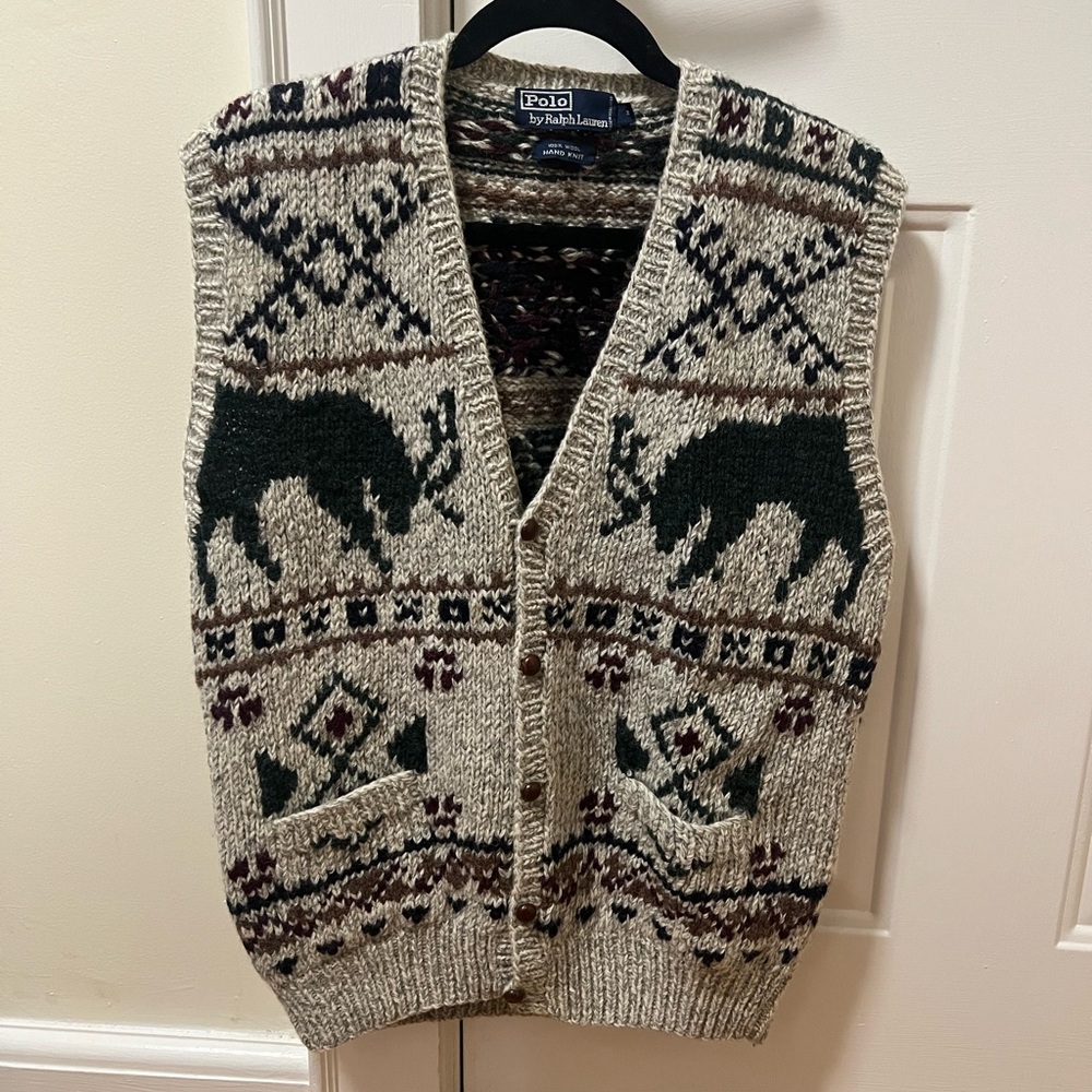 Polo Ralph Lauren Knit Vest - Beige and Black